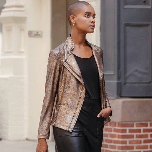 Metallic Liquid Leather ™ Textured Signature Jacket - Clara Sunwoo