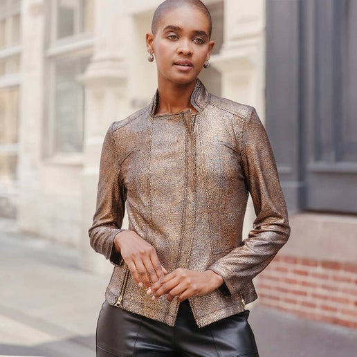 Metallic Liquid Leather ™ Textured Signature Jacket - Clara Sunwoo