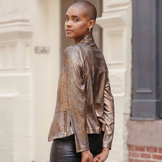 Metallic Liquid Leather ™ Textured Signature Jacket - Clara Sunwoo