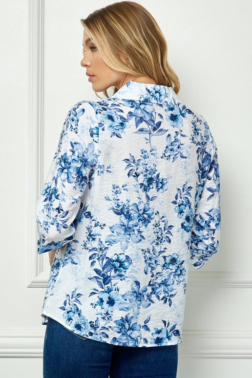 Providence Blue & White Floral Button Down