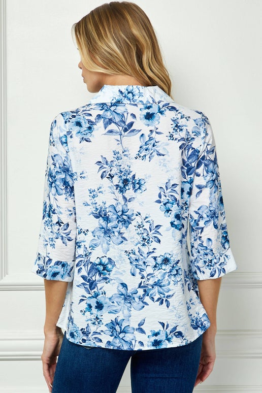 Providence Blue & White Floral Button Down