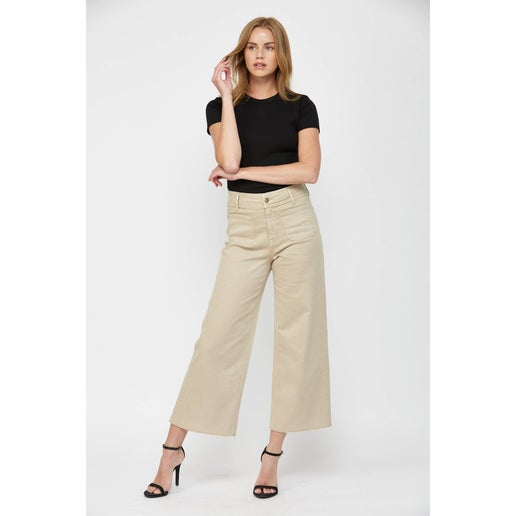 Ash Mocha Cropped Wide Leg - Mica Denim