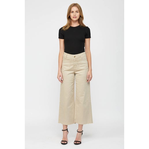 Ash Mocha Cropped Wide Leg - Mica Denim