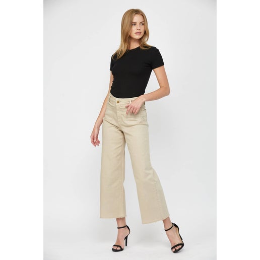 Ash Mocha Cropped Wide Leg - Mica Denim