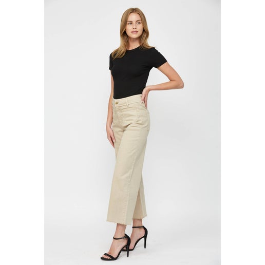 Ash Mocha Cropped Wide Leg - Mica Denim
