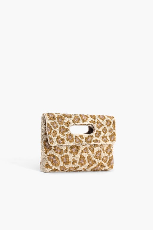 Rose Gold Leopard Clutch with Chain strap - America & Beyond