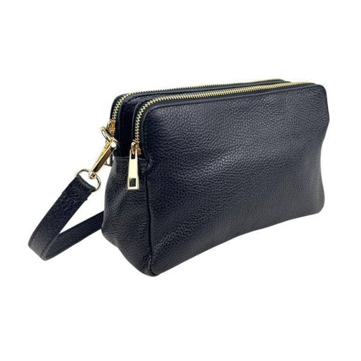 Alessia Box Bag with Double Zippers in Black