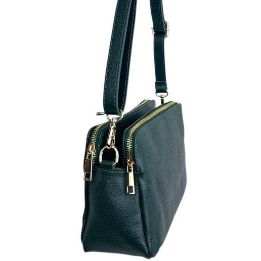 Alessia Box Bag with Double Zippers in Black