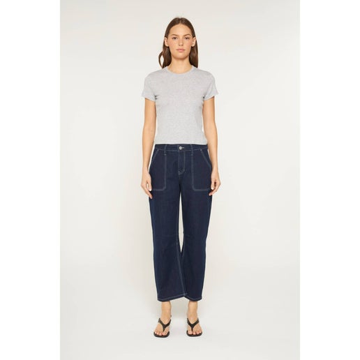 Barrel Leg Jeans - Selvedge Blue - High Rise - Mica Denim