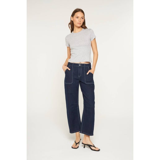 Barrel Leg Jeans - Selvedge Blue - High Rise - Mica Denim