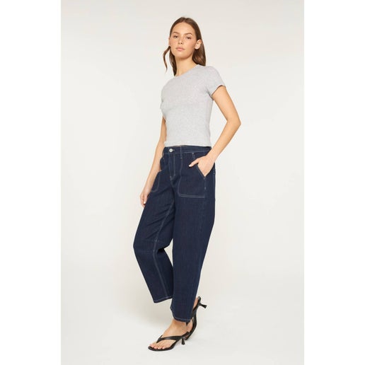 Barrel Leg Jeans - Selvedge Blue - High Rise - Mica Denim