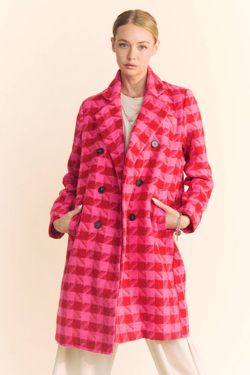 Belle Houndstooth Double Button Coat