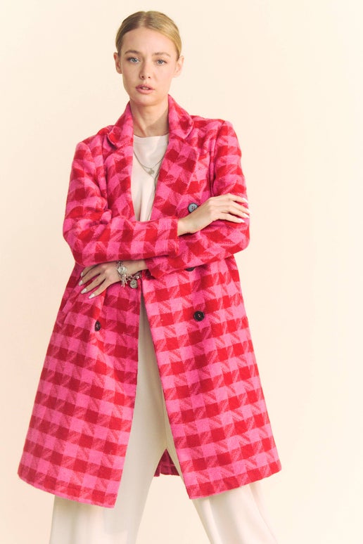 Belle Houndstooth Double Button Coat