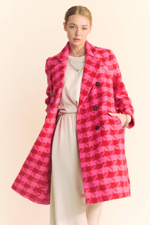 Belle Houndstooth Double Button Coat