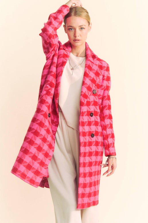 Belle Houndstooth Double Button Coat