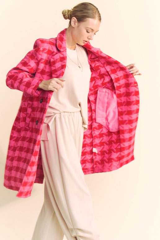 Belle Houndstooth Double Button Coat