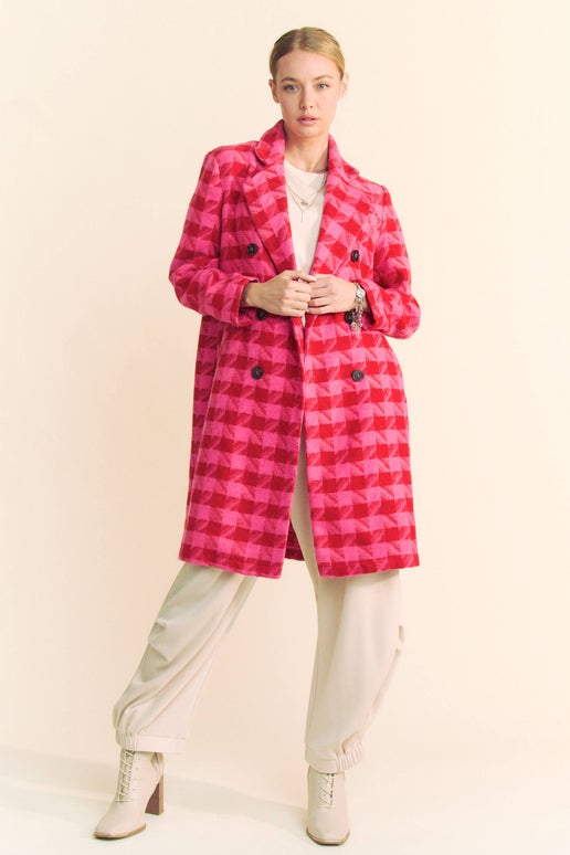 Belle Houndstooth Double Button Coat