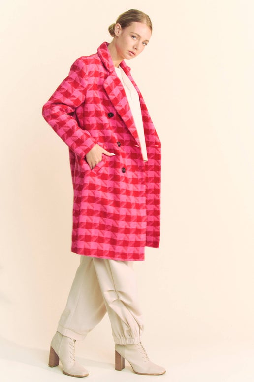 Belle Houndstooth Double Button Coat