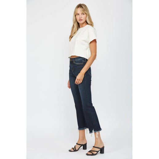 Mica Denim - HIGH RISE CROP FLARE: FENNEL, 32