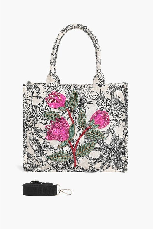 Leopard Lily Embellished Tote - America & Beyond