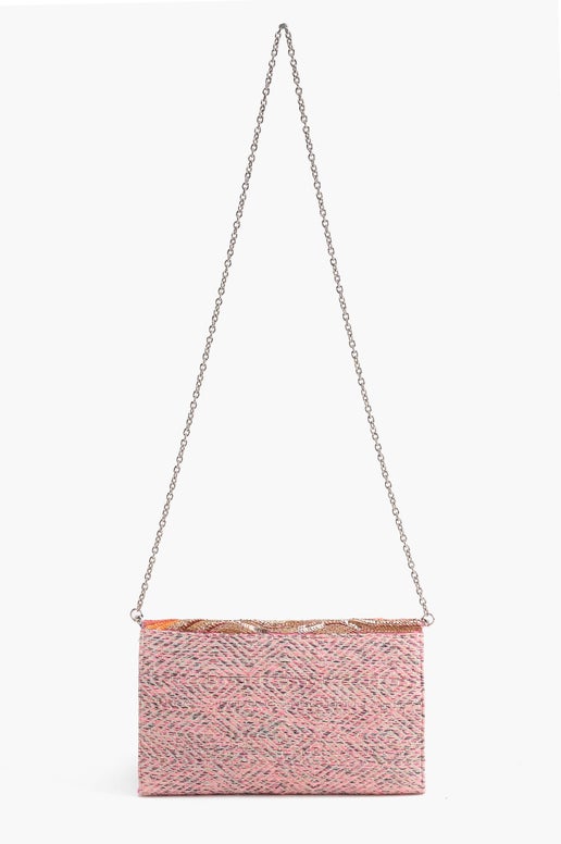 Orange to Mauve Ombre Embellished Flap Clutch - America & Beyond