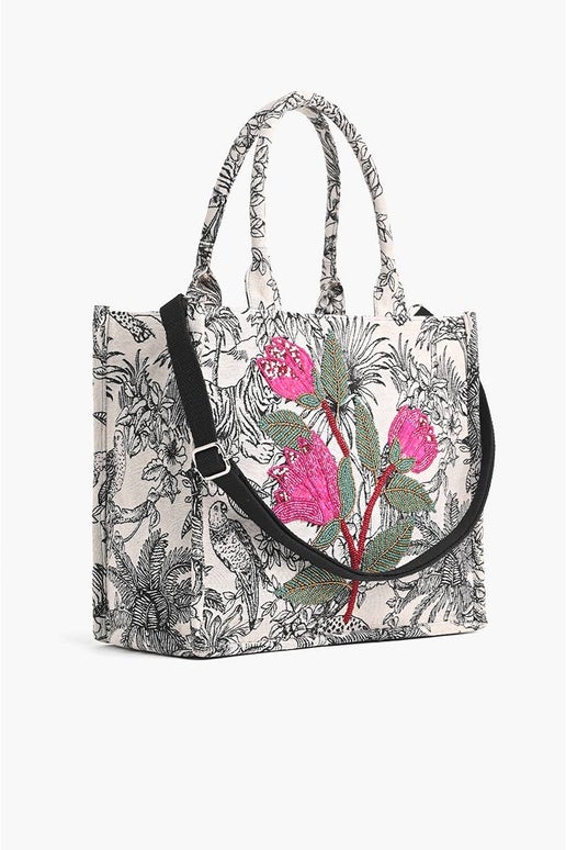 Leopard Lily Embellished Tote - America & Beyond