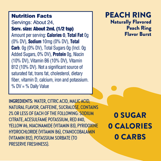 Flavor Burst - Sugar Free Peach Ring + Energy -Jordan's Skinny Mixes