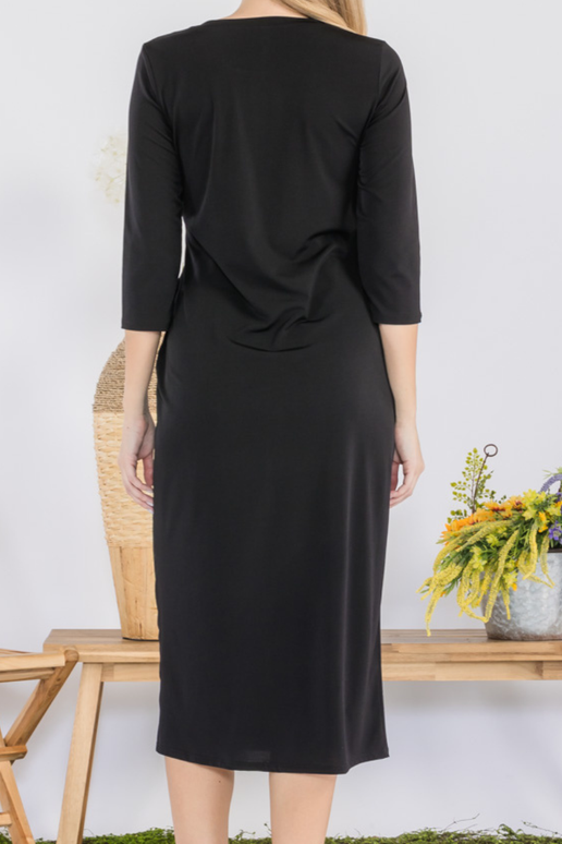 Classic Black Dress 3/4 Sleeve