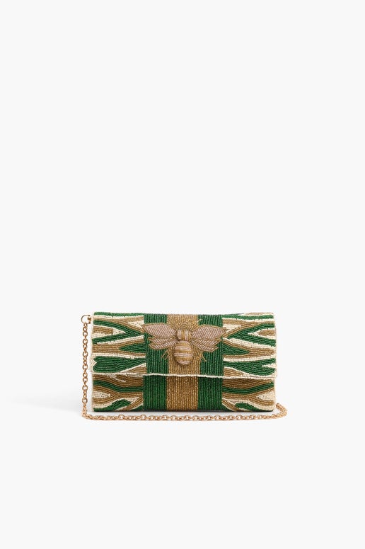 Bee Green Embellished Clutch - America & Beyond