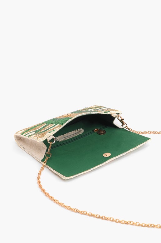 Bee Green Embellished Clutch - America & Beyond