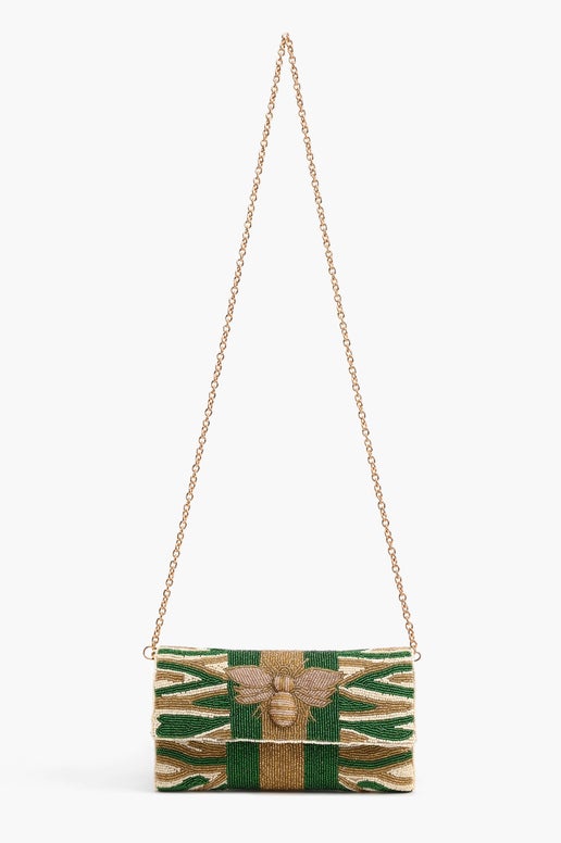 Bee Green Embellished Clutch - America & Beyond