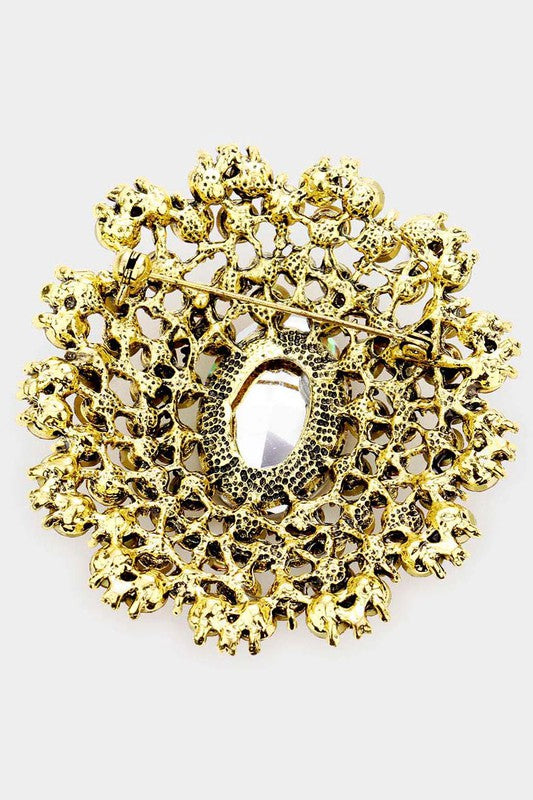 Oval Flower Cluster Brooch