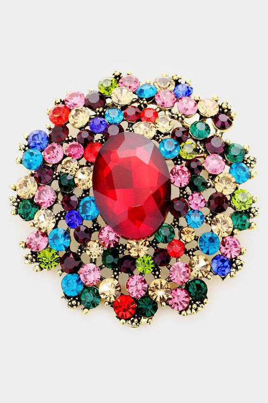 Oval Flower Cluster Brooch