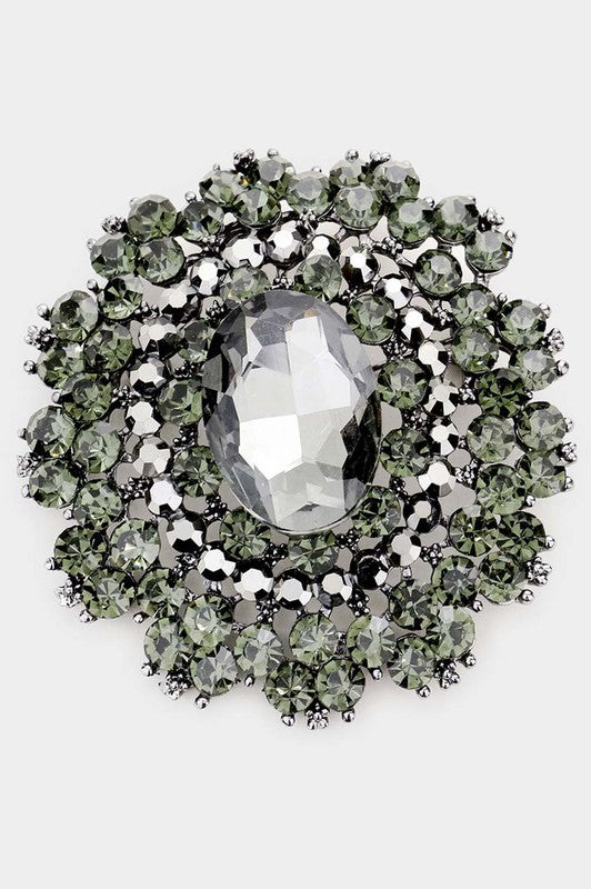 Oval Flower Cluster Brooch