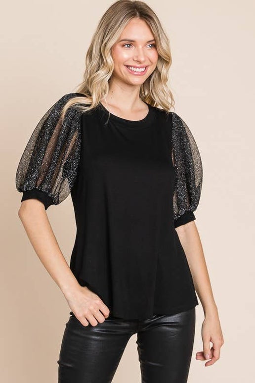 Shimmer Puff Sleeve Blouse