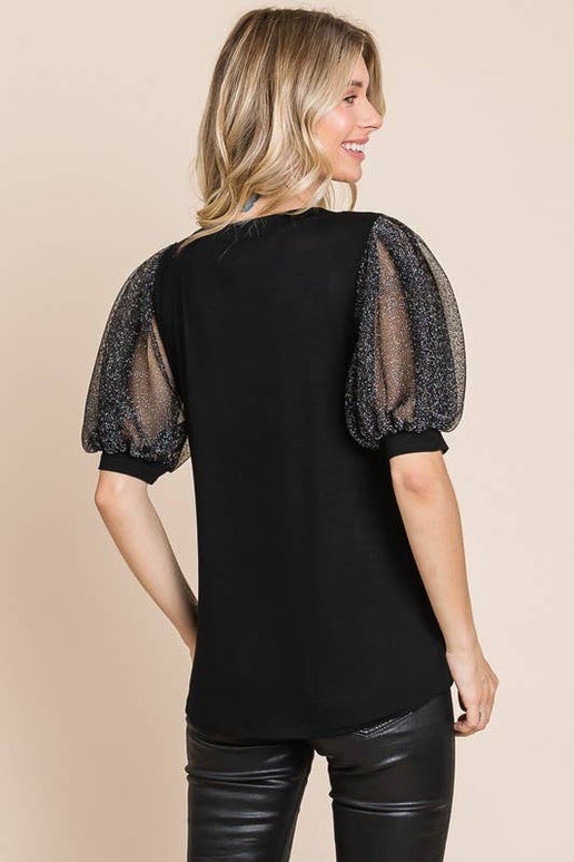 Shimmer Puff Sleeve Blouse