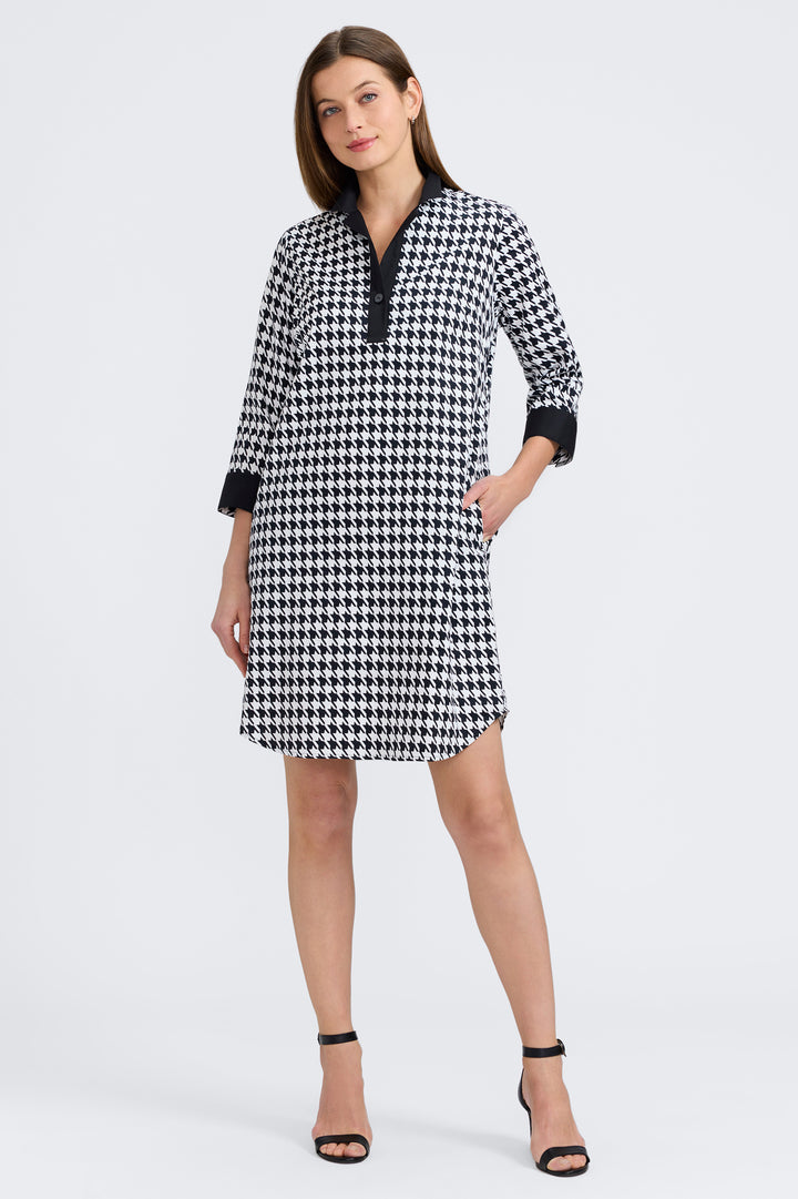 Sloane Classic Houndstooth 3/4 Sleeve Dress