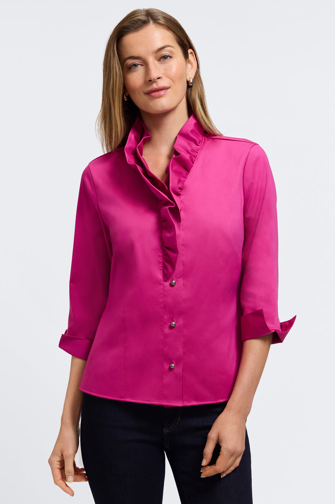 Edith Stretch Matte Sateen 3/4 Sleeve Shirt Jacket