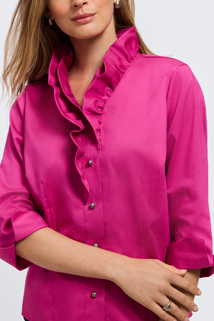 Edith Stretch Matte Sateen 3/4 Sleeve Shirt Jacket