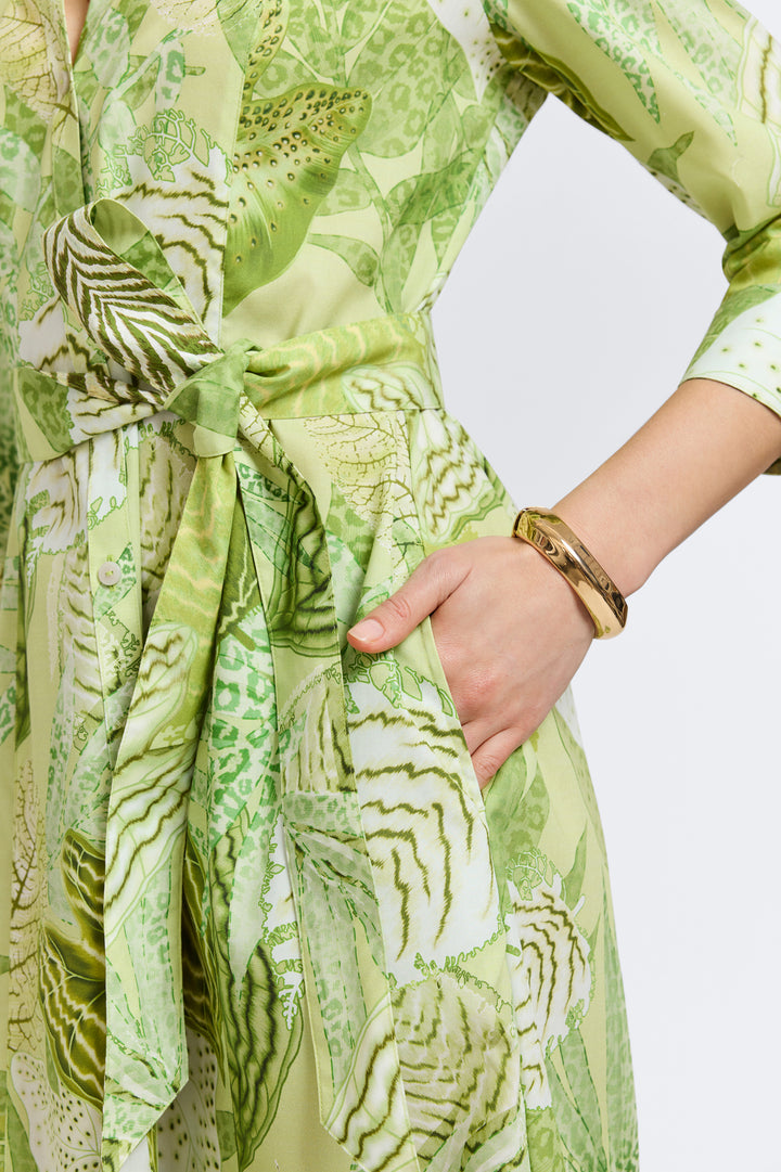 Fiona Jungle Leaves 3/4 Sleeve Dress