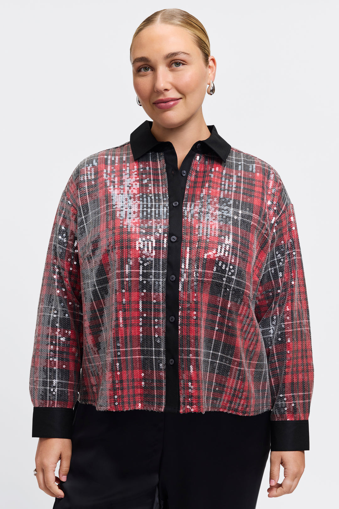 Marina Sequined Long Sleeve Short Shirt