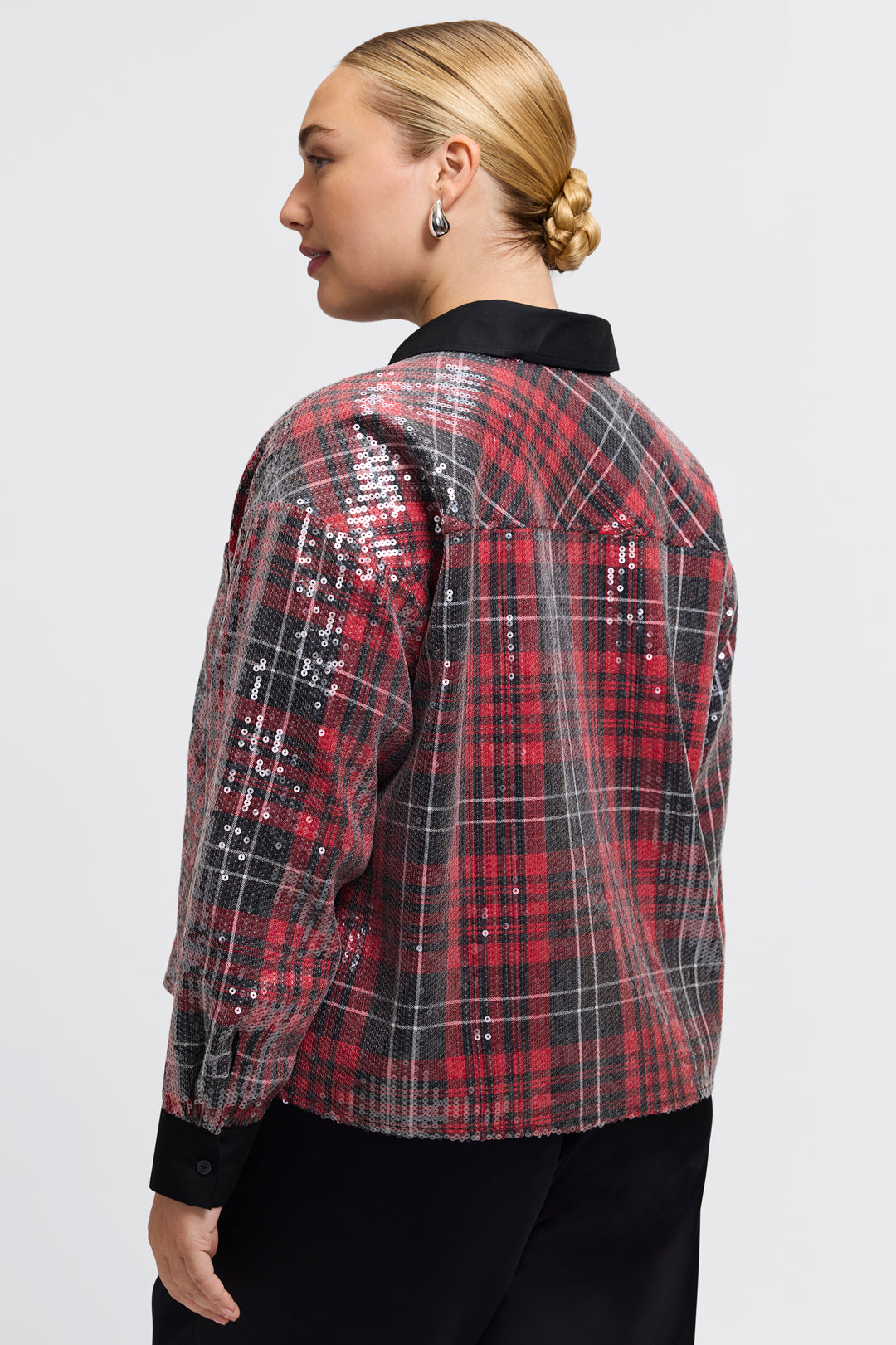 Marina Sequined Long Sleeve Short Shirt