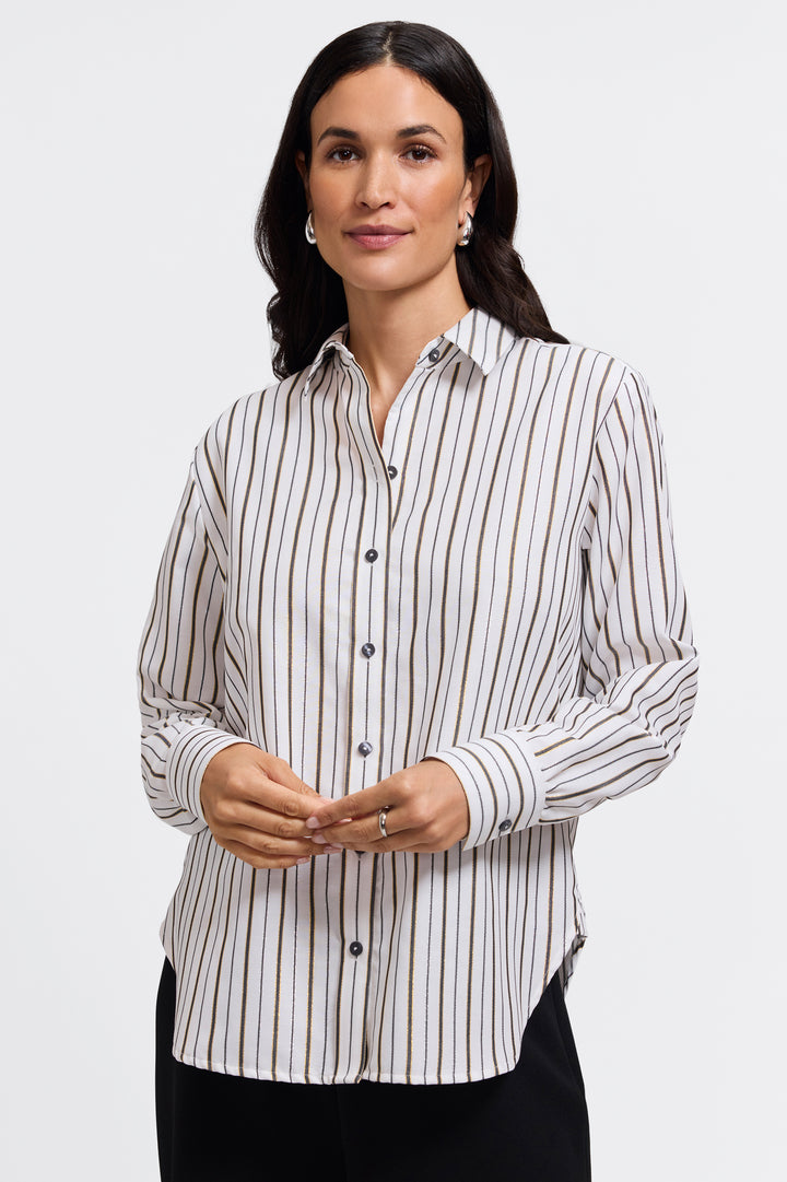 Meghan Metallic Stripe Long Sleeve Shirt