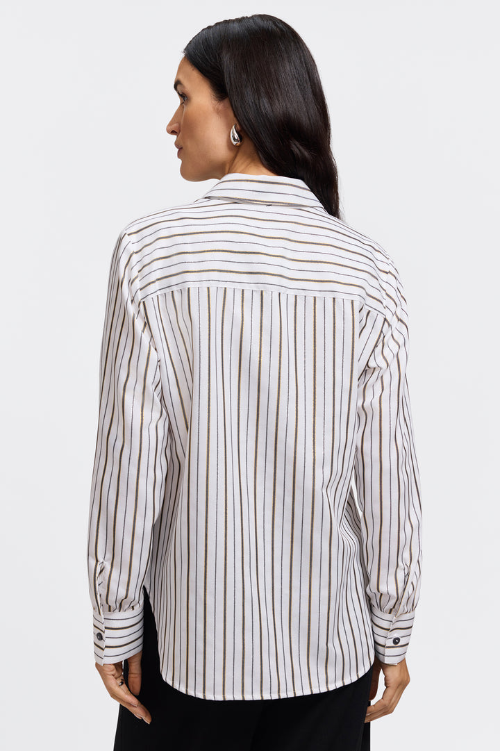 Meghan Metallic Stripe Long Sleeve Shirt
