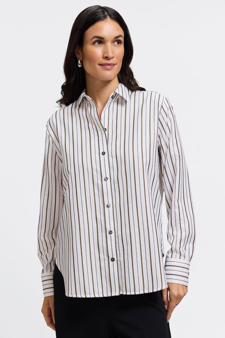 Meghan Metallic Stripe Long Sleeve Shirt