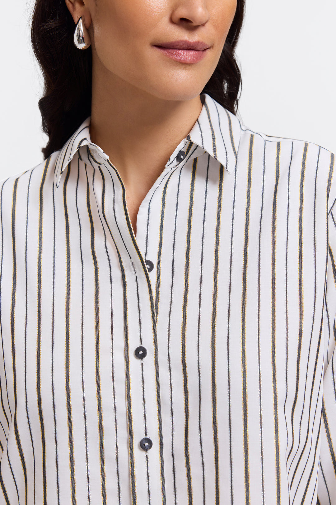 Meghan Metallic Stripe Long Sleeve Shirt