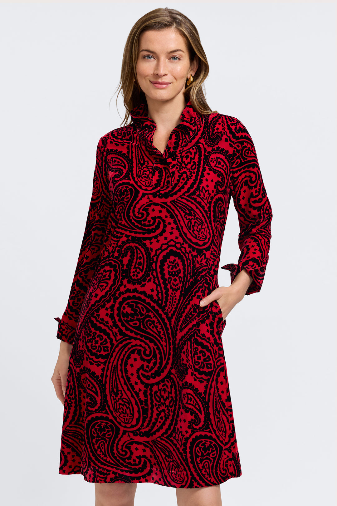 Tammy Velvet Paisley Long Sleeve Dress
