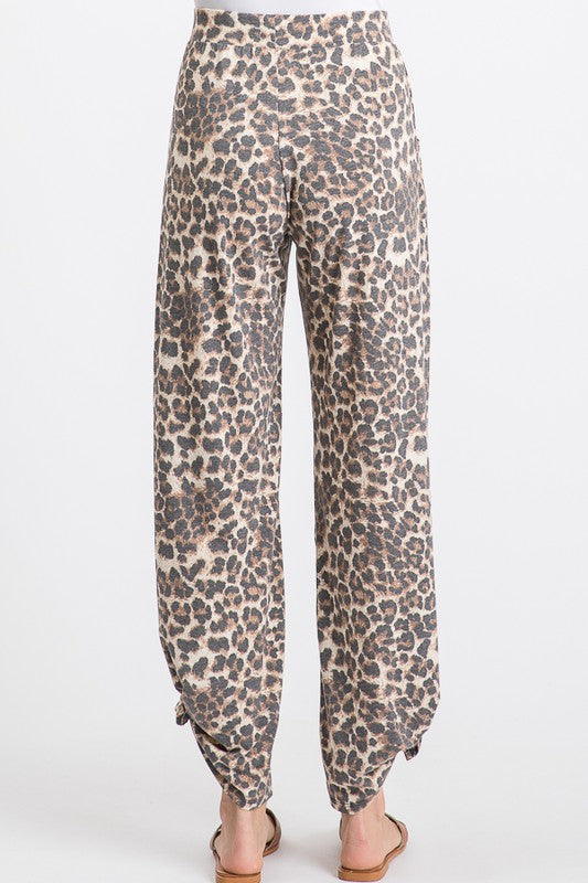 Leopard Pants with Side Tie + Pockets