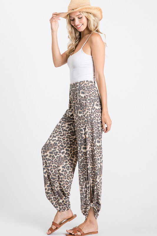 Leopard Pants with Side Tie + Pockets
