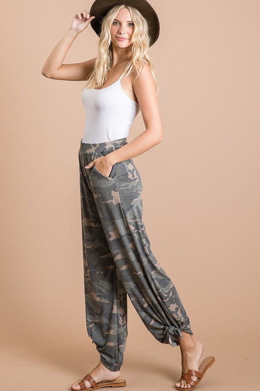 Camo Pants with Side Tie + Pockets